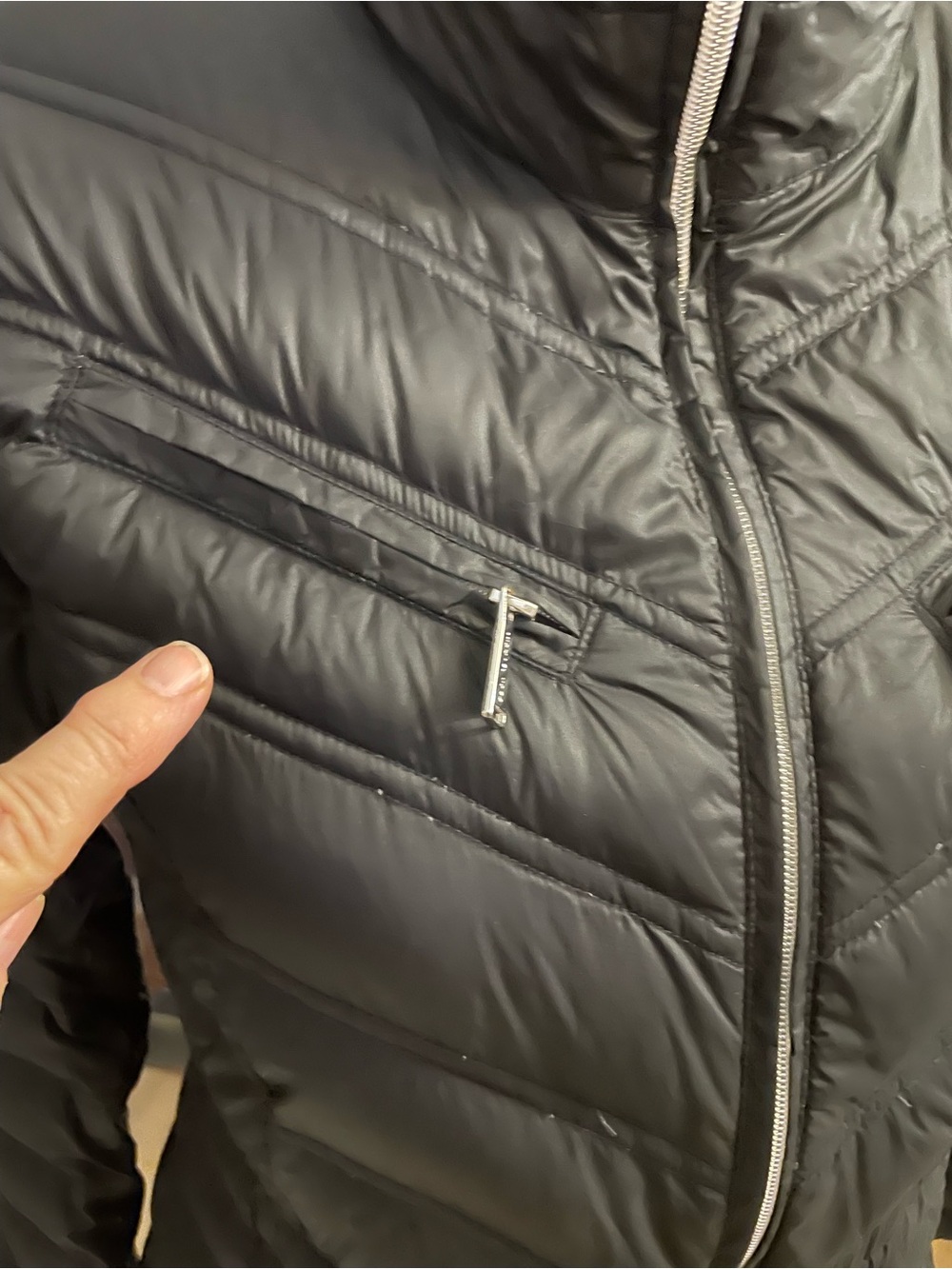 Women's Michael Korrs Black Quilted Puffer Jacket with High Collar. Down S - Picture 2 of 10